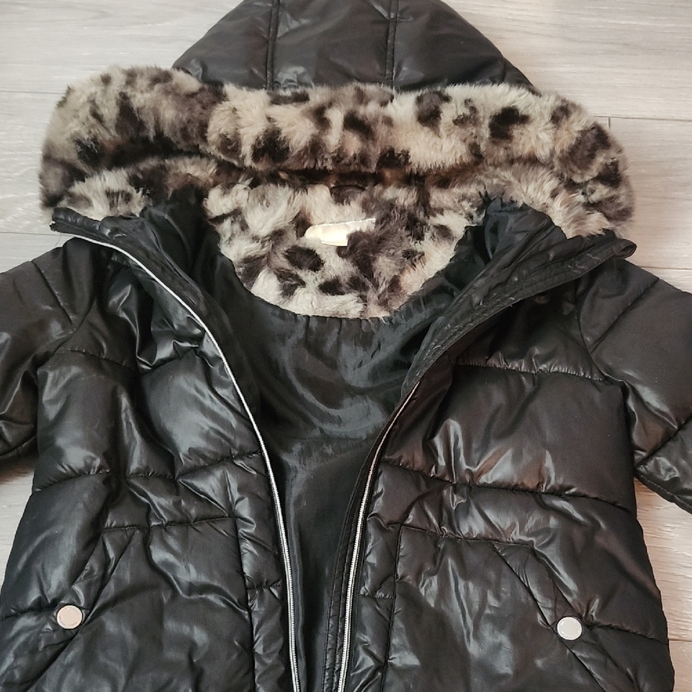 MICHAEL Michael Kors Black and Gray Faux Fur Trim
